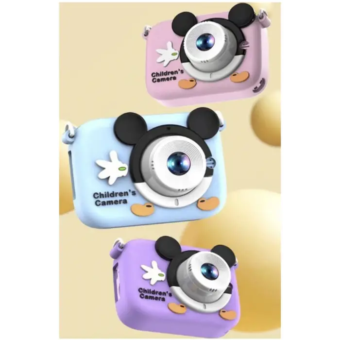 Mini 1080p Hd Çocuk Kamera Dijital Fotoğraf Makinesi 2.0 Inç Ekran 5 Adet Oyun Pembe