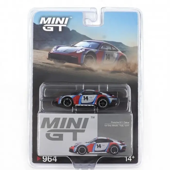Mini GT 1/64 Porsche 911 Dakar Ice Grey Metallic Rally 1978