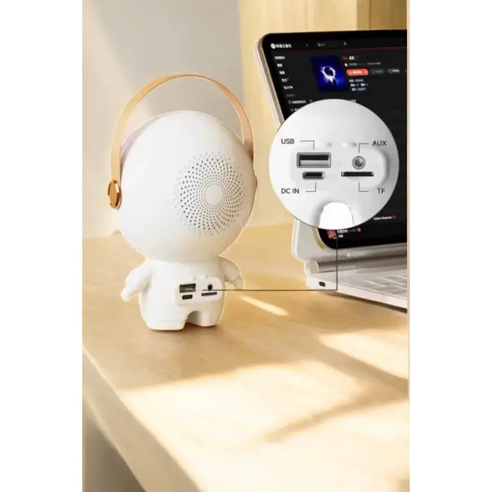 Mini Karaoke Astronot Bluetooth Speaker Karaoke Mikrofon