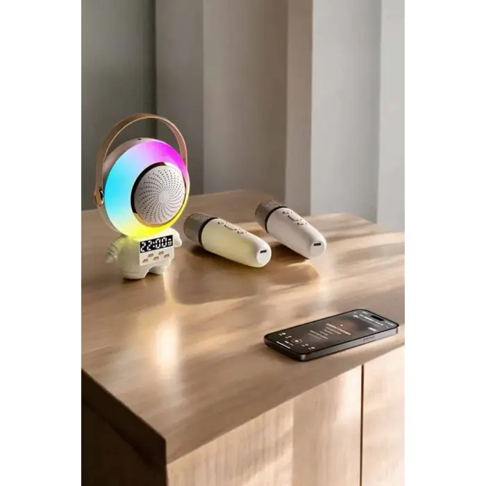 Mini Karaoke Astronot Bluetooth Speaker Karaoke Mikrofon