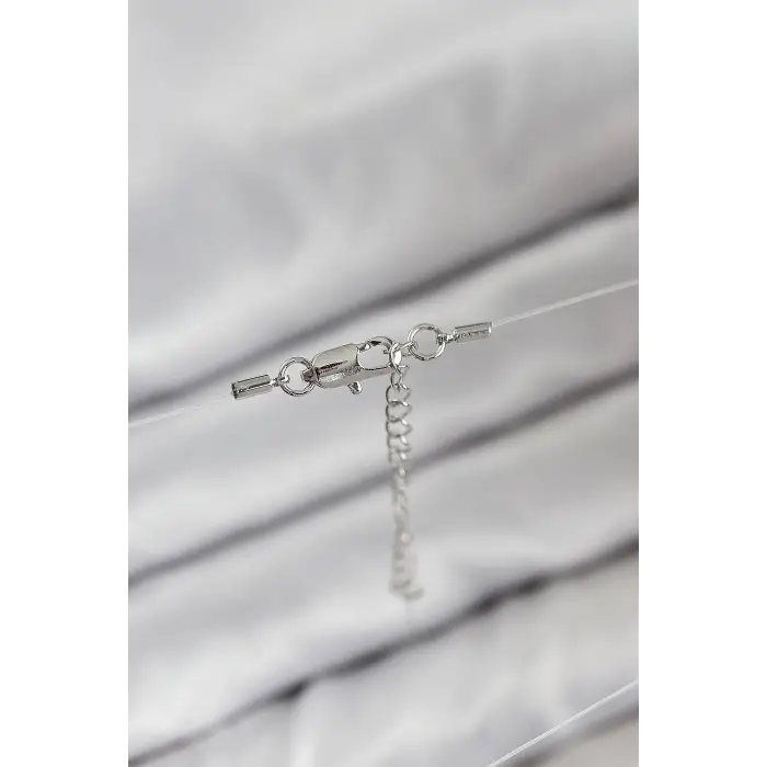 Misineli Kalp Model Gümüş Renk Hayalet Kolye