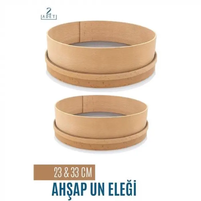 BX Ahşap Un Eleği 23 ve 33 CM 2 li Set