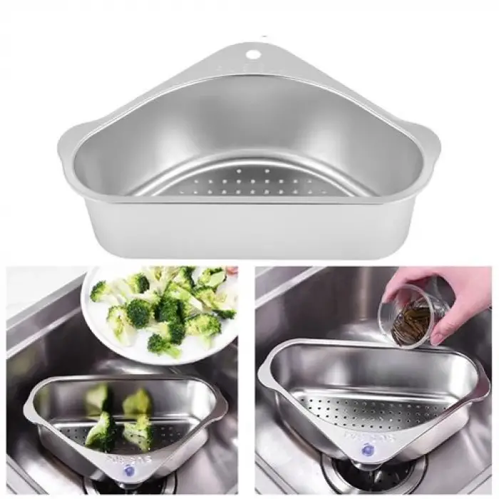 Inox Lavabo Köşe Süzgeci Organizer 304 Paslanmaz Çelik