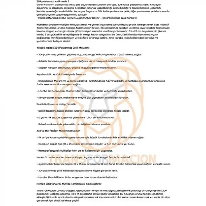 BX Lavabo Süzgeci Ayarlanabilir Kevgir 304 Paslanmaz Çelik