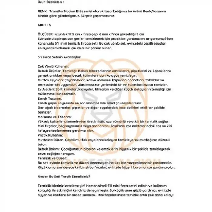 Mikro Fırça Klima Biberon Pipet Fırçası 5 Adet