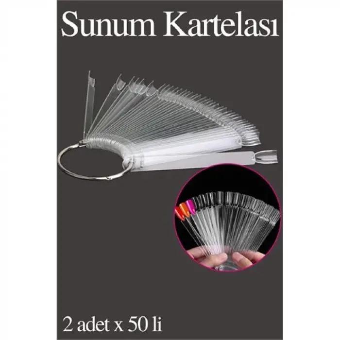 BX Protez Tırnak Sunum Kartelası ŞEFFAF 100 LÜ