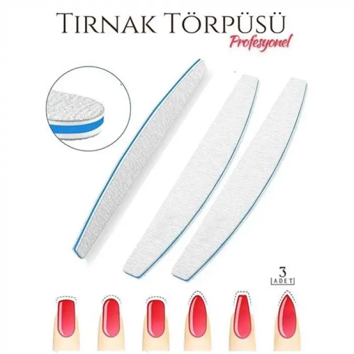 Protez Tırnak Törpüsü 100/180 Grid Profesyonel 3 Adet