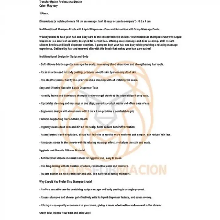 BX Şampuan Hazneli Silikon Peeling ve Masaj Fırçası