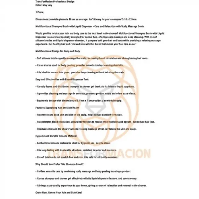 BX Şampuan Hazneli Silikon Saç Yıkama Peeling ve Masaj Fırçası