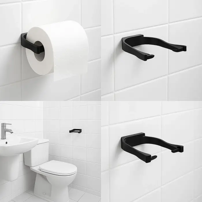 Modern Siyah Tuvalet Kağıtlığı Duvar Tipi Minimal Tasarım Peçetelik