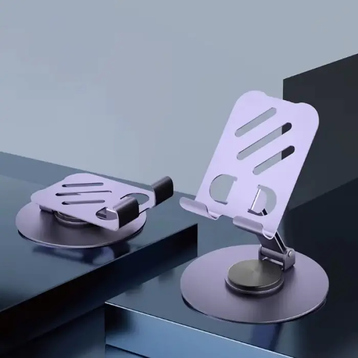Mor 360° Dönebilir Kompakt Masaüstü Metal Telefon Tutucu