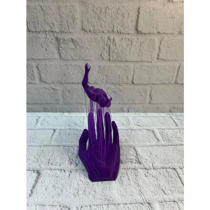 Mor El İnsan Figürü Dekoratif Biblo Minimal Modern Salon Raf ve Masa Üstü Aksesuar