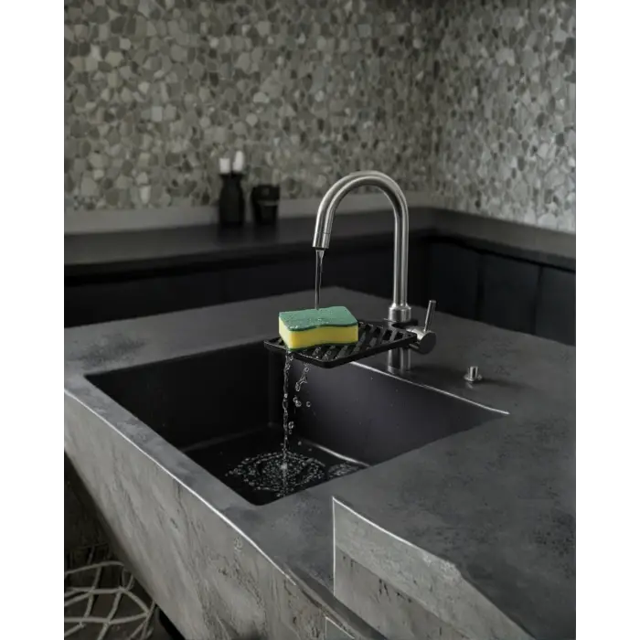 Musluğa Monte Sünger Organizeri Hijyenik Drenajlı Pratik Tasarım