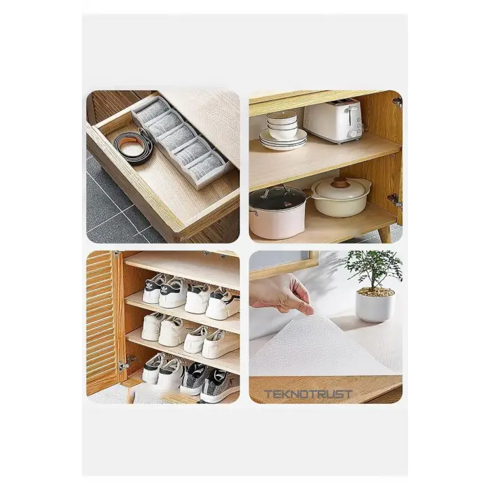 Mutfak Kaydırmaz Şeffaf Raflık Kaymaz Dolap Içi Çekmece Örtüsü Pvc 45x300 Cm Koruyucu Eva Kalın