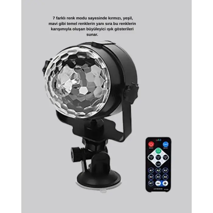 Müzik Ritmine Duyarlı Renkli Disko Topu – 7 Modlu Işıklı Parti Lambası