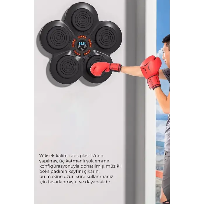 Müzikli Duvar Boks Padi Darbe Sensörlü Antrenman Pedi LED Işıklı Eğlenceli Boks Oyuncağı