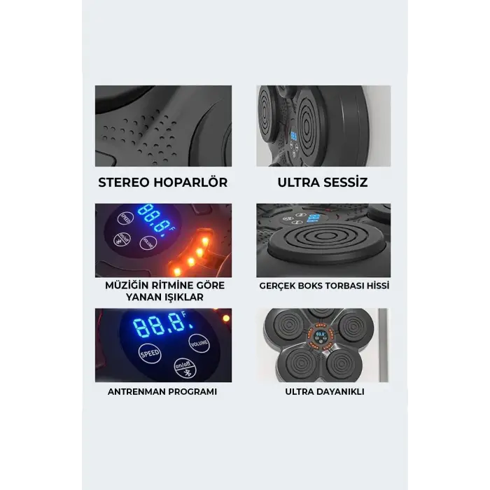 Müzikli Duvar Boks Padi Darbe Sensörlü Antrenman Pedi LED Işıklı Eğlenceli Boks Oyuncağı