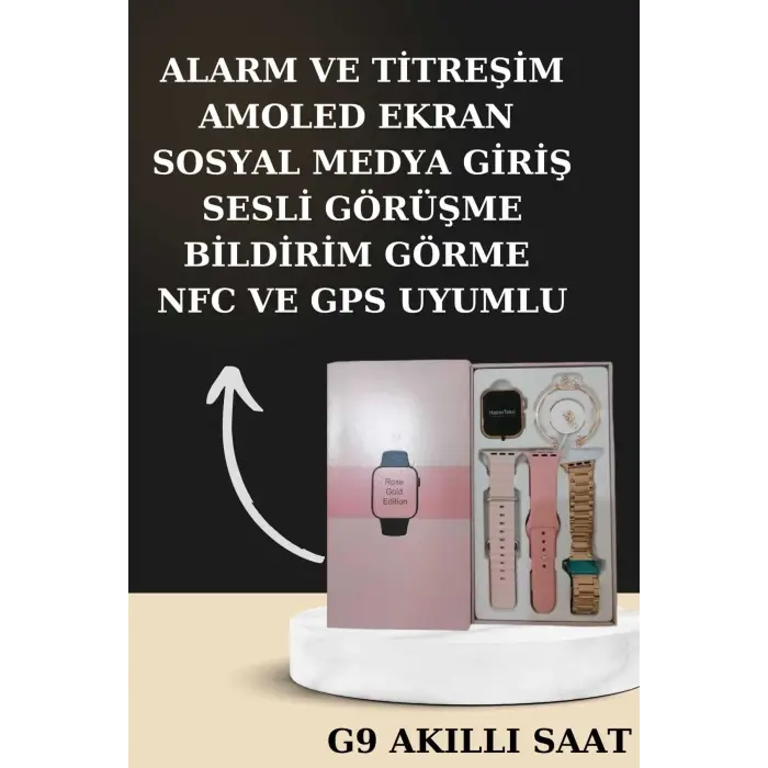 Nabız Ölçer Hediye Bileklikli Akıllı Saat ve Dijital Göstergeli Bluetooth Kulaklık Çoklu Şarj Girişi