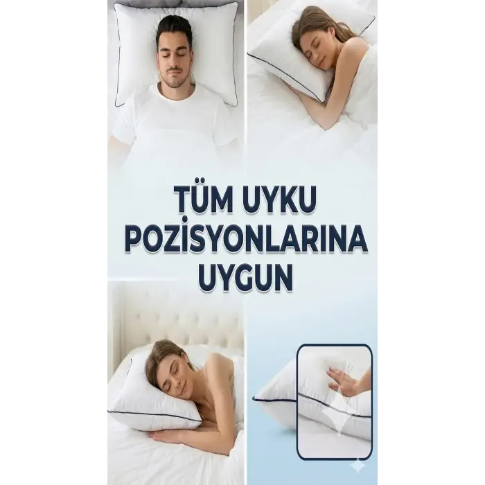 Nano Jel Lüks Yastık 2li Set 50x70cm 1200gr Pamuklu Kumaş