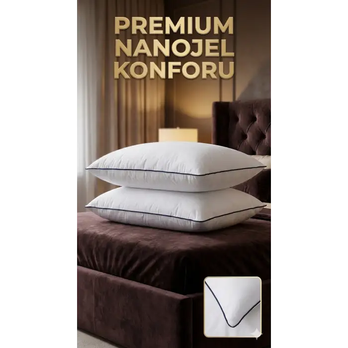 Nano Jel Lüks Yastık 2li Set 50x70cm 1200gr Pamuklu Kumaş