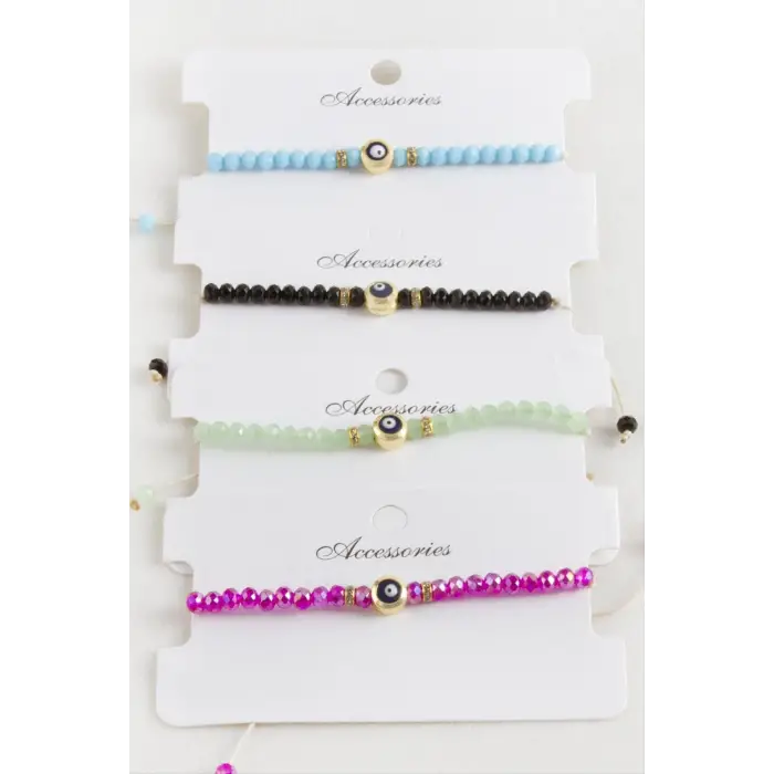 Nazar Kristal Makrome İp Bileklik 6 mm