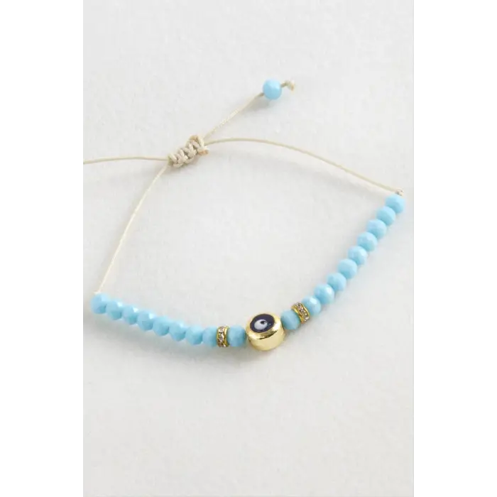 Nazar Kristal Makrome İp Bileklik 6 mm