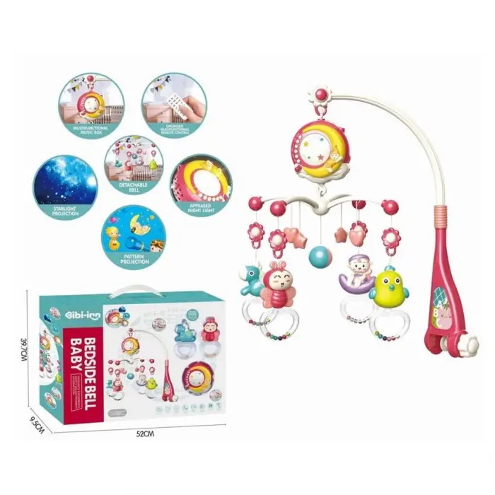 BX BIB648A54 -Vardem Işıklı Müzikli Kumandalı Kırmızı Bebek Dönencesi