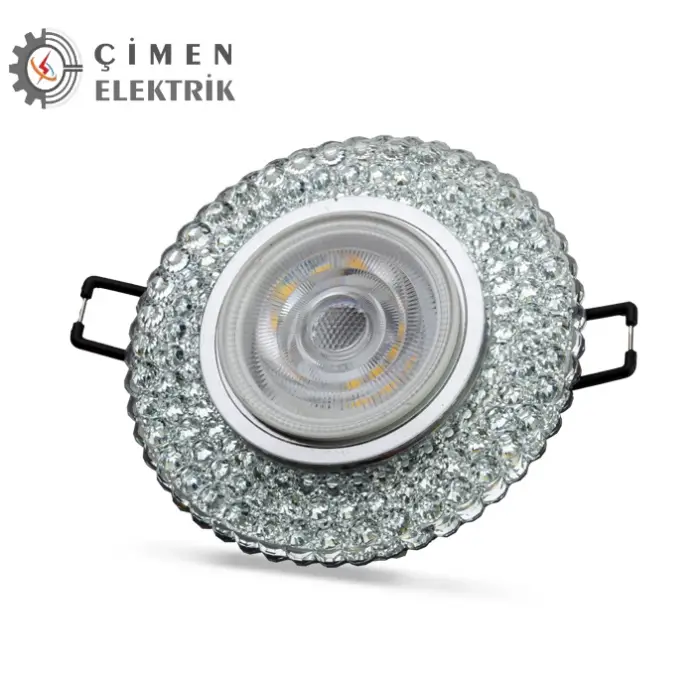 NOAS YL65 1747 Nilus Led Çerçeveli 4000K Yuvarlak Kristal Cam Spot Kasa - Priz ve Anahtar İçin Uyumlu Çerçeve