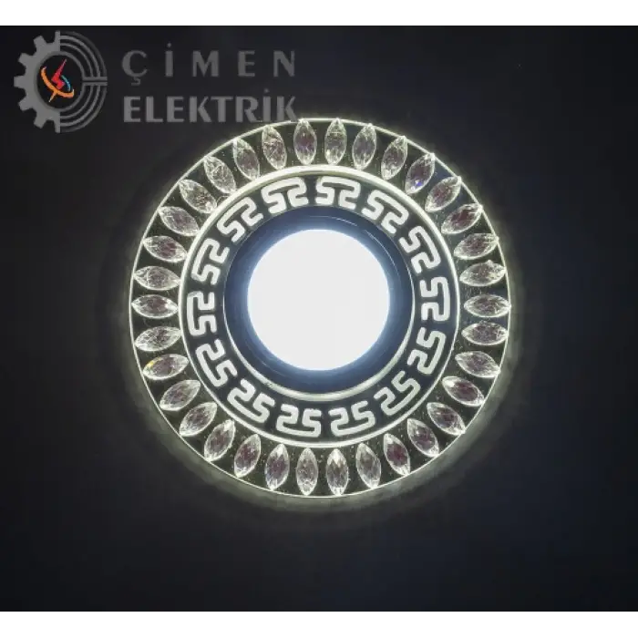 NOAS YL65 1757 FLORA Led Çerçeveli 4000K + Mavi Yuvarlak Kristal Cam Spot Kasa - Priz ve Anahtar İçin Uyumlu Çerçeve