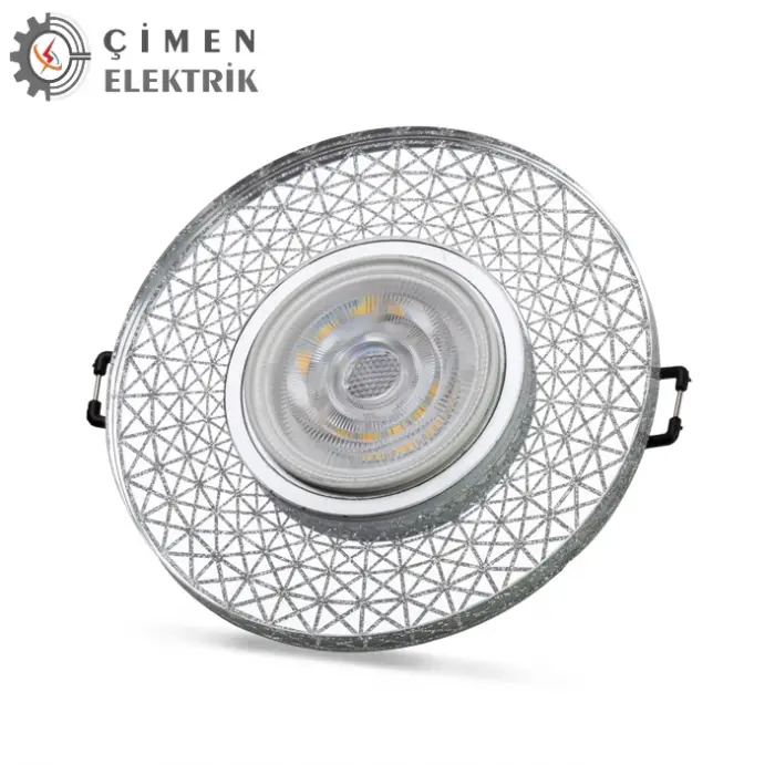 NOAS YL65 1767 İris LED Çerçeveli 4000K Yuvarlak Kristal Cam Spot Kasa - Priz ve Anahtar İçin Uyumlu Çerçeve