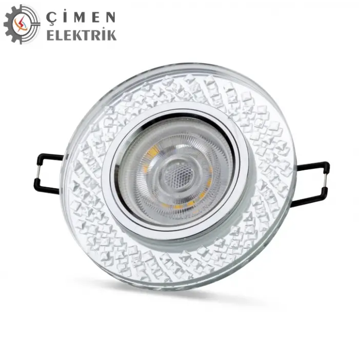 NOAS YL65 1787 Adonis LED Çerçeveli 4000K Yuvarlak Kristal Cam Spot Kasa - Priz ve Anahtar İçin Uyumlu Çerçeve