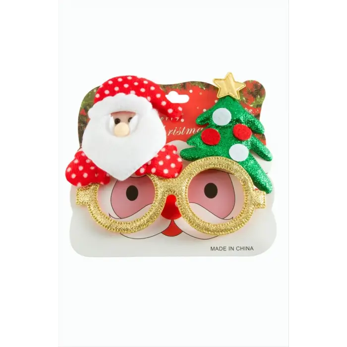 Noel Baba Çam Ağacı Simli Yılbaşı Gözlük