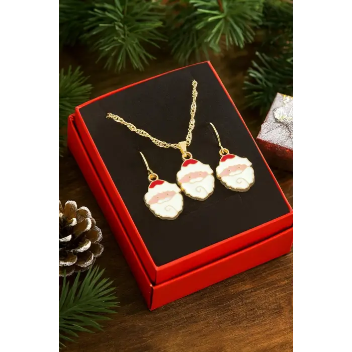 Noel Baba Yılbaşı Kutulu Zincir Kolye Set