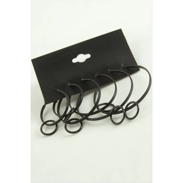 Noktalı İç İçe Metal Halka Küpe 6 Adet