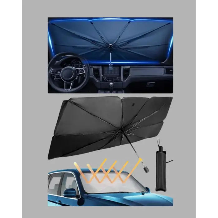 Ön Cam Güneşliği – Kalın Kumaş ve Cam Elyaf İskelet ile Maksimum UV Koruma