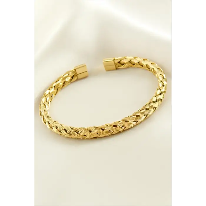 Örgülü Lüks Çelik Kelepçe Bileklik