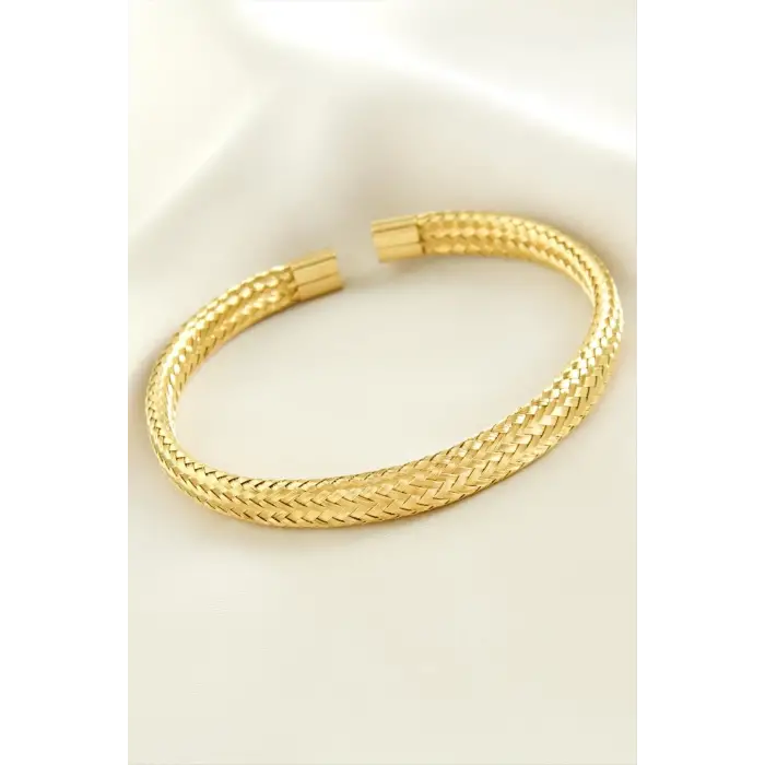 Örgülü Lüks Çelik Kelepçe Bileklik