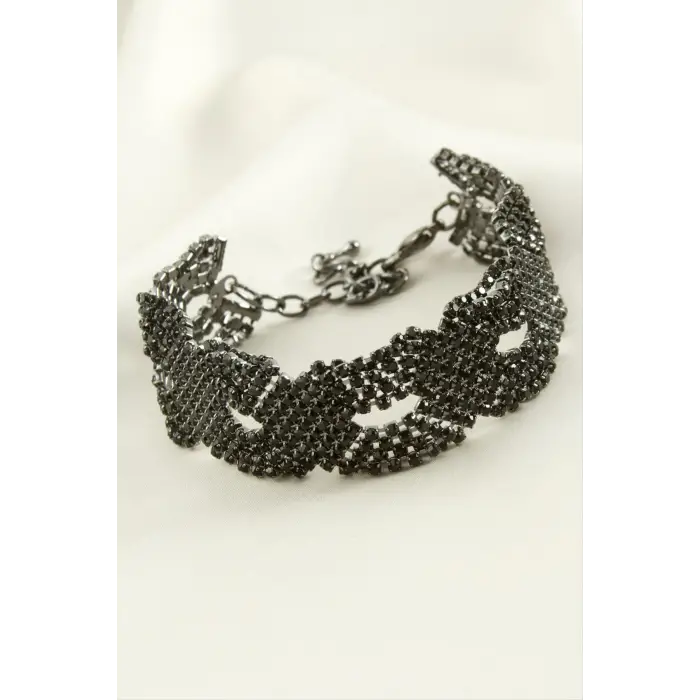 Örgülü Şerit Taşlı Lüks Suyolu Bileklik