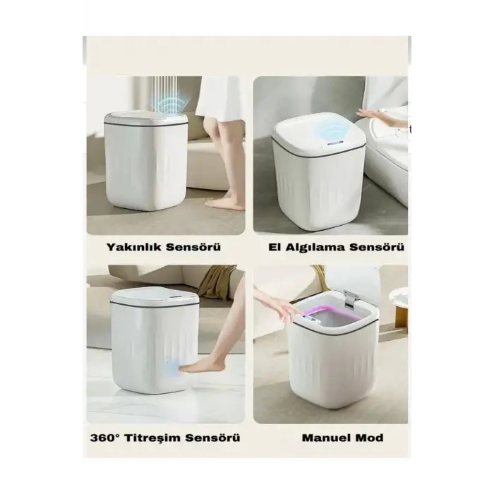 Otomatik Hareket Sensörlü Akıllı Çöp Kovası – 20 Litre Sessiz ve Hijyenik Kullanım