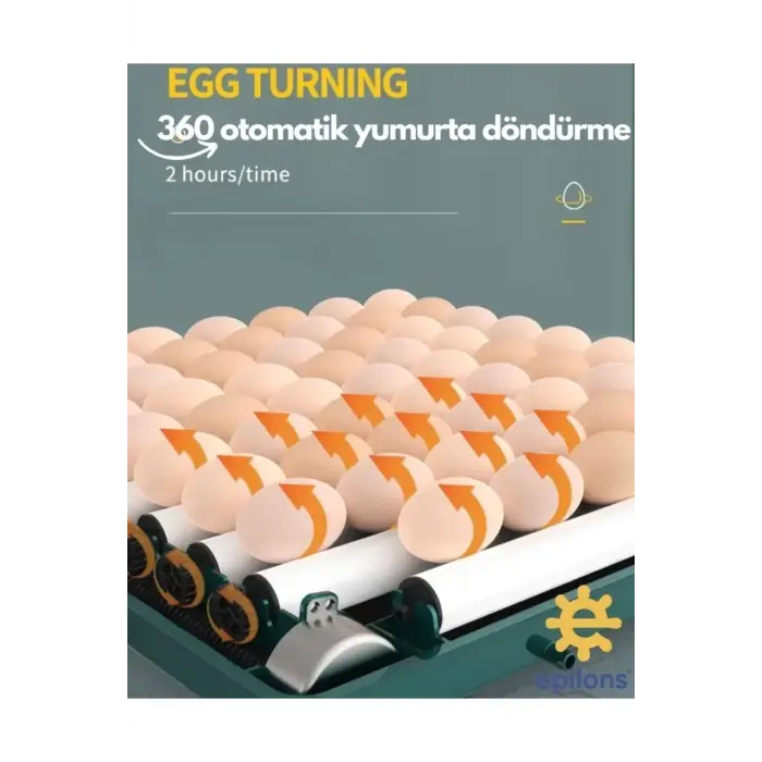 Epilons Profesyonel 130 Yumurtalık Otomatik Kuluçka Makinesi Tavuk Bıldırcın Güvercin Kaz Hindi Wi-fi Kamera