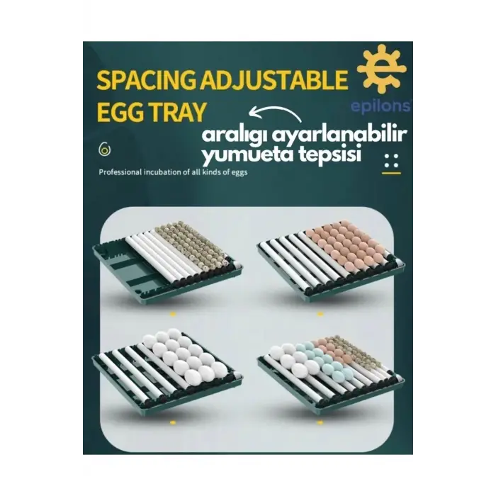 Epilons Profesyonel 130 Yumurtalık Otomatik Kuluçka Makinesi Tavuk Bıldırcın Güvercin Kaz Hindi Wi-fi Kamera