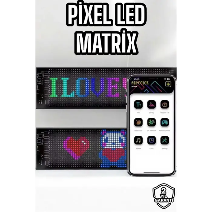 Otomobil Uyumlu Led Matrix Dijital Ekran Bluetooth Bağlantılı