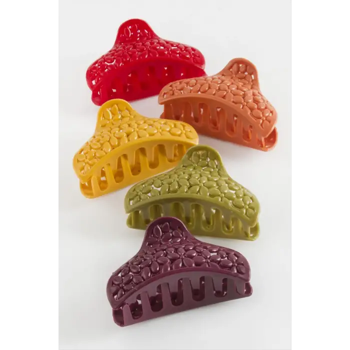 Oval Çiçek Renkli Mandal Toka 8 cm