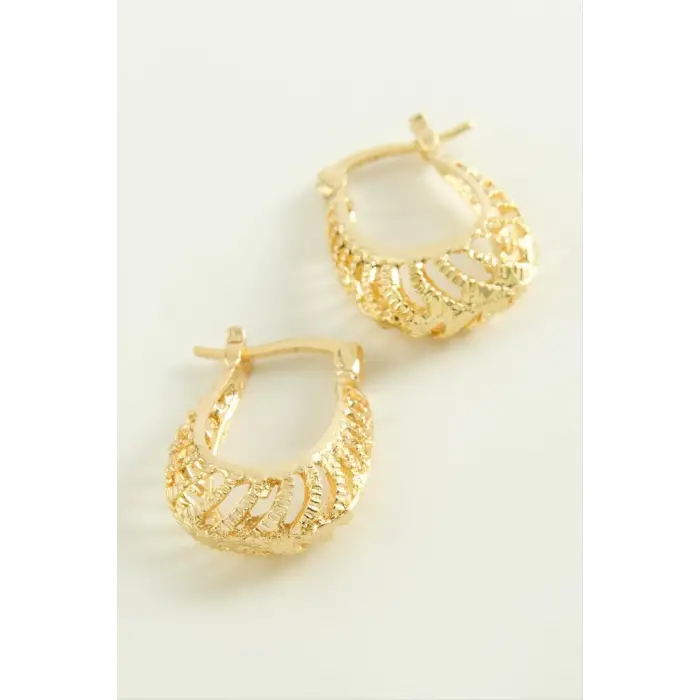 Oval Kilitli Halka Küpe