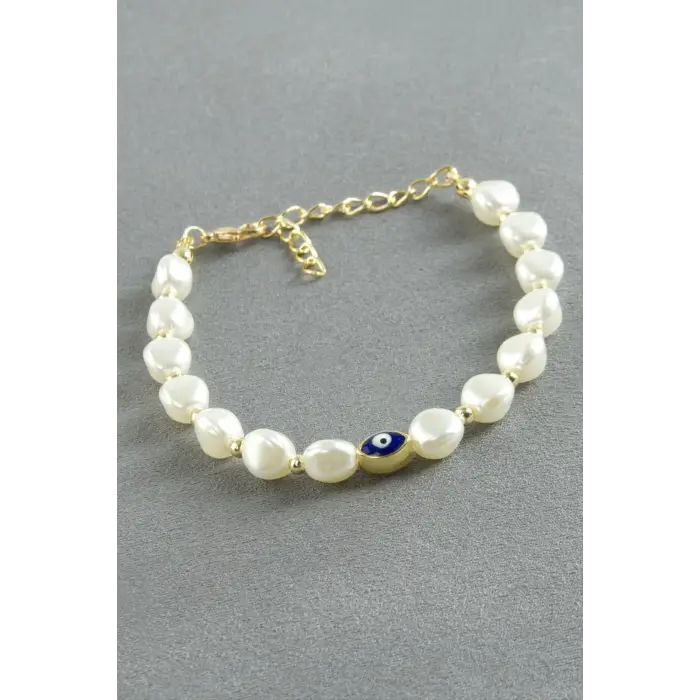 Oval Nazar İnci Bileklik