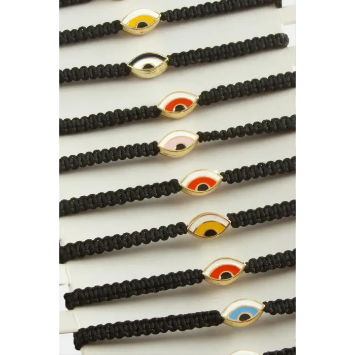 Oval Nazar Makrome Örgülü Bileklik