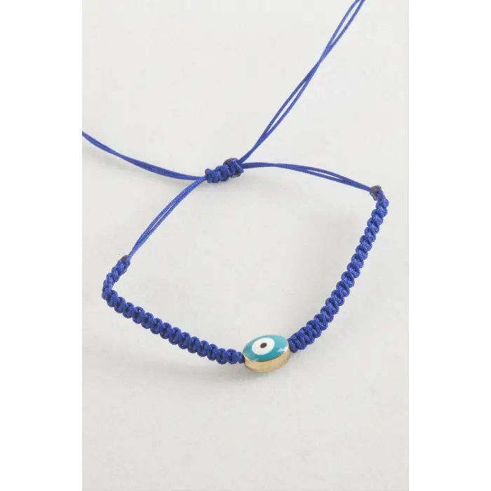 Oval Nazar Makrome Örgülü Bileklik