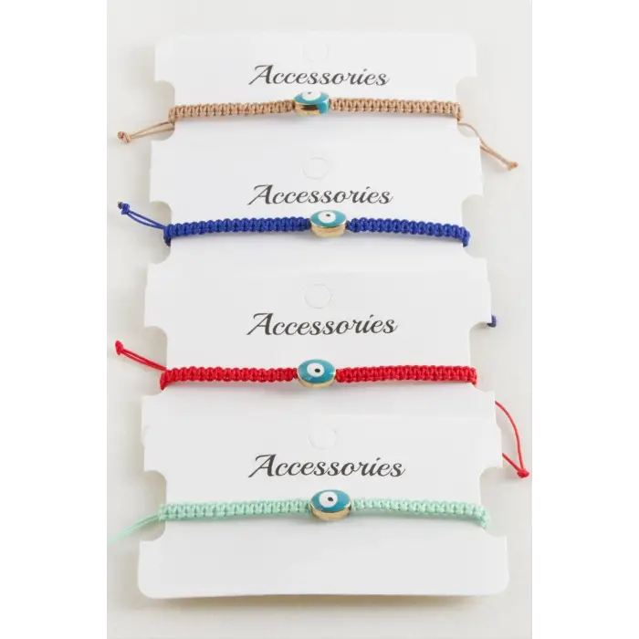 Oval Nazar Makrome Örgülü Bileklik