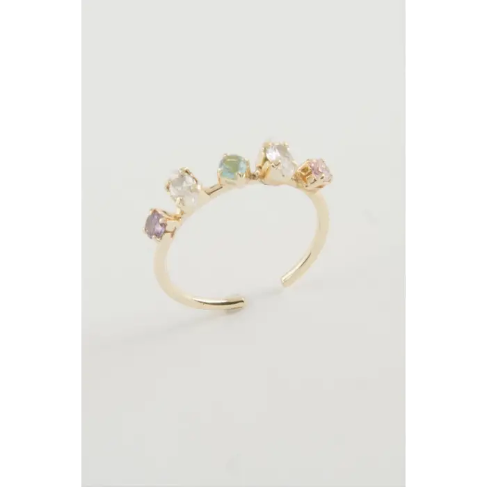 Oval Renkli Taşlı Yüzük