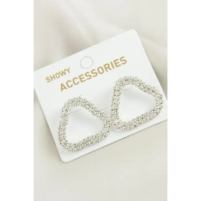 Oval Suyolu Taşlı Küpe